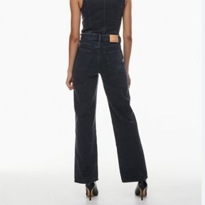 Denim Forum Farrah High Rise Wide Leg Jeans Raw Hem Size 31